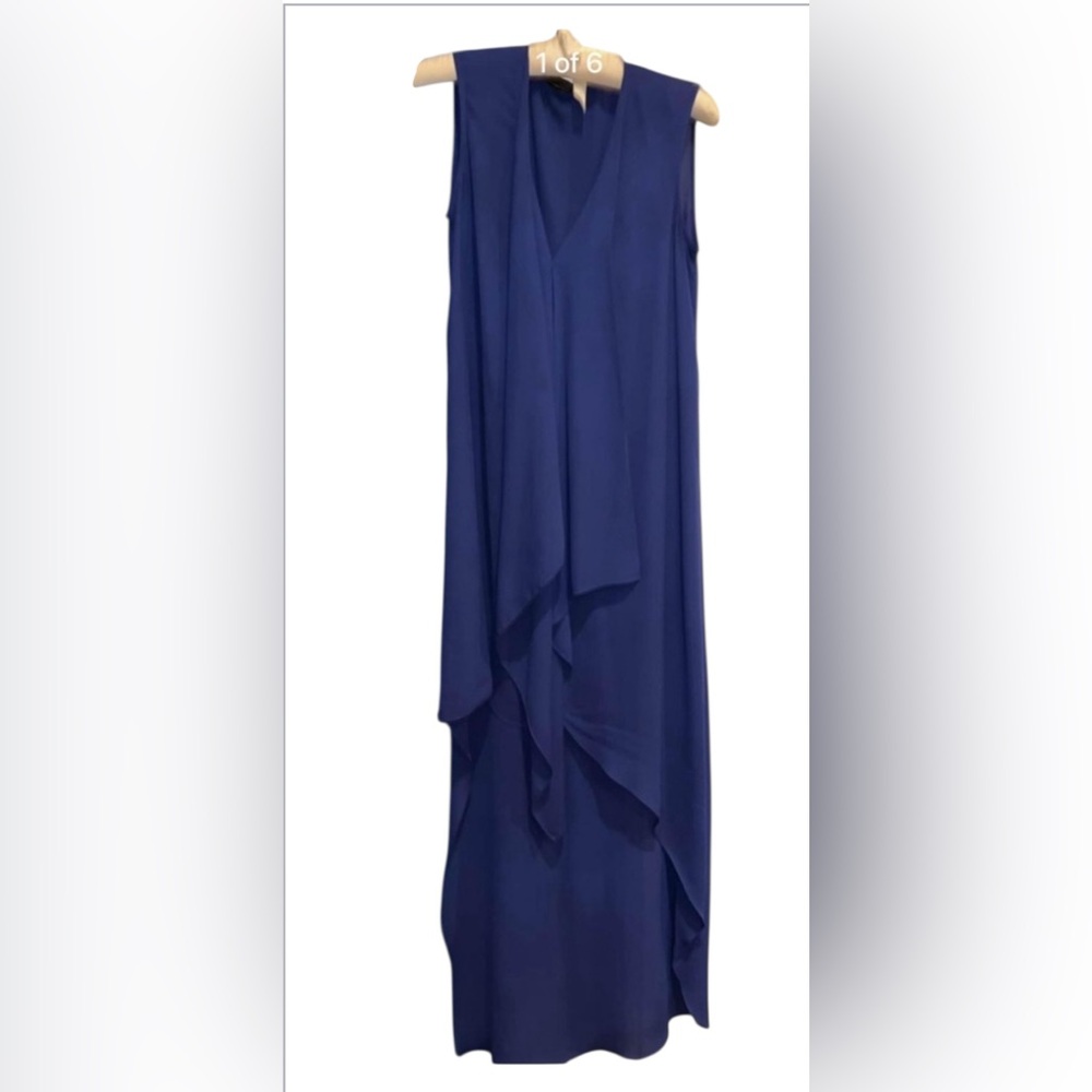 BCBGMaxAzria XXS Navy Blue Top w/ Asymmetrical Hem